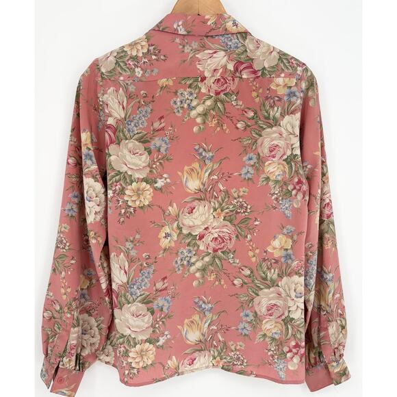 Regina Porter Blush Pink Vintage Floral Button-Down Top Size 6 - Picture 6 of 8